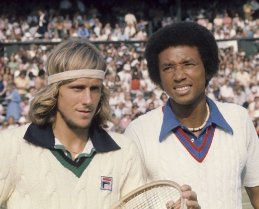 tennis Borg and Ashe sweaters 1975